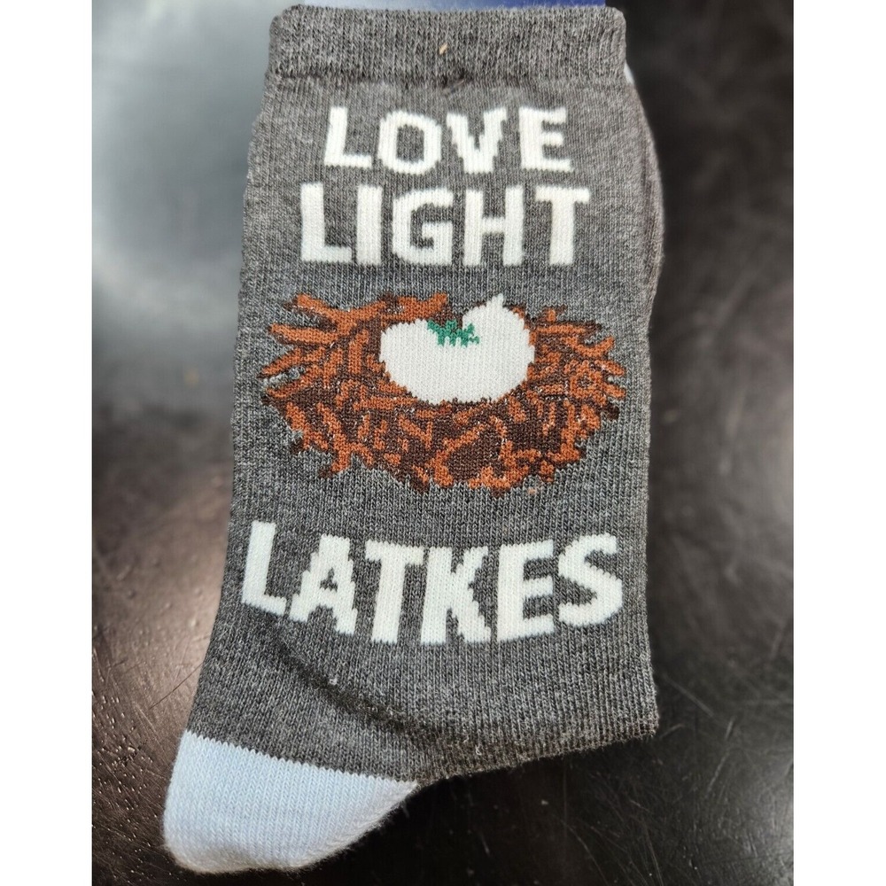 *NWT* Ladies Happy Hanukkah Sox Socks Size 4-10 "Love Light Latkes" Dk Gray *NEW